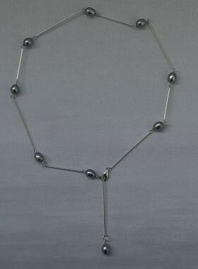 星河灰色珠子锁骨链Y字链毛衣链时尚百搭高级感简约个性潮流气质