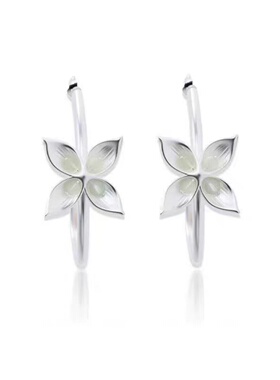 清冷四照花坠落耳圈银色大女主小众耳环气质时尚独特耳饰C圈耳环