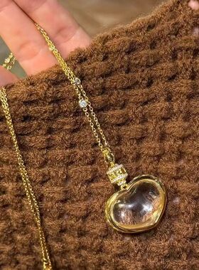 小众创意设计金色心形吊坠项链时尚轻奢气质高级感百搭锁骨链女