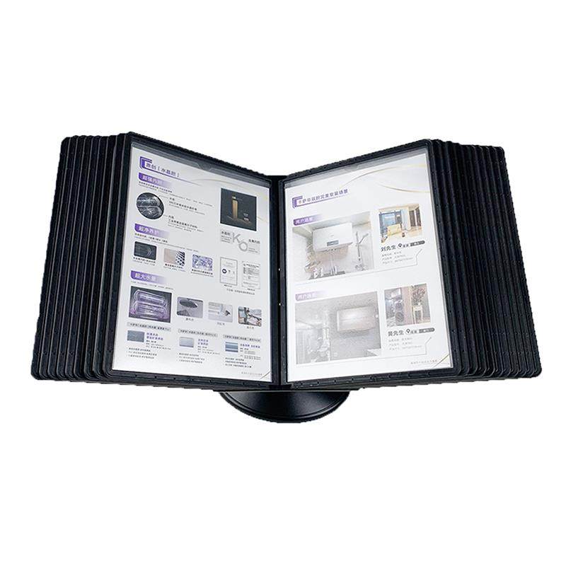 旋转文件架桌面a4翻页文件夹菜谱办公资料架宣传多功能文件展示架