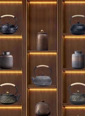 新中式博古架多宝阁覆古茶室茶空间软装茶具茶叶罐装饰古风摆件