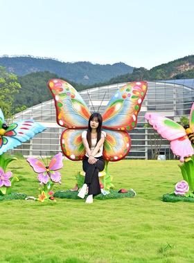 户外仿真发光蝴蝶雕塑植物草坪景观装饰花海园林植物园装饰大摆件