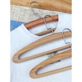 高质量实木头衣架家用挂衣加粗加大厚卧室木质衣架防肩角无痕防滑