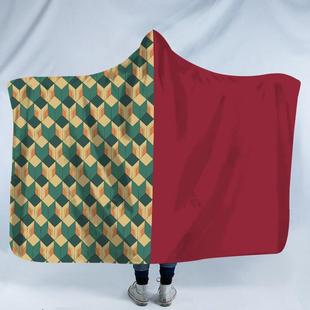 动漫鬼灭之刃双层加绒休闲居家连帽盖毯沙发懒人午睡宿舍披肩斗篷