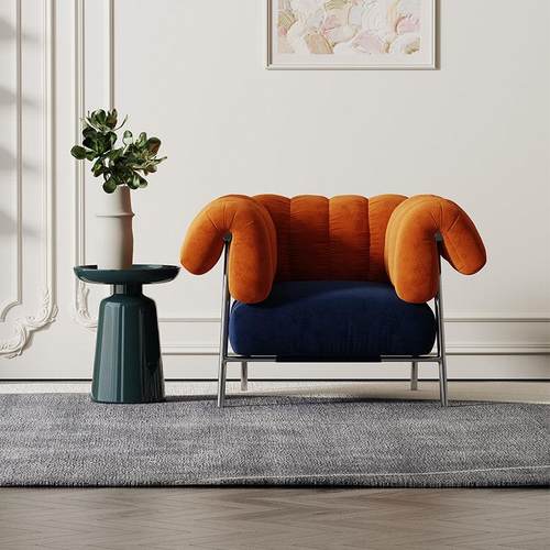 慕梵迪简约现代单人扶手椅设计师酒店休闲椅家用客厅轻奢沙发椅