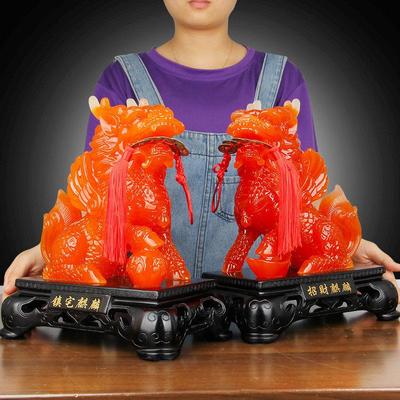 玉麒麟摆件大号一对招财麒麟风水乔迁求子家居装饰品开业乔迁礼品