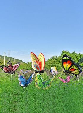 户外蝴蝶玻璃钢雕塑仿真动物小品庭院花海草坪园林微景观装饰摆件