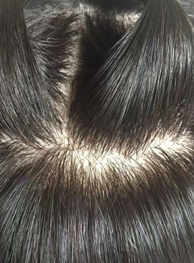 顺心假发递针刘海款娣针刘海真发补发假发补头顶遮白发假发片