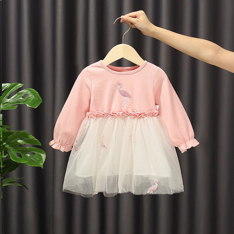 泡泡袖公主裙儿童春秋洋气长袖小童女宝宝婴儿2020蓬蓬网纱连衣裙