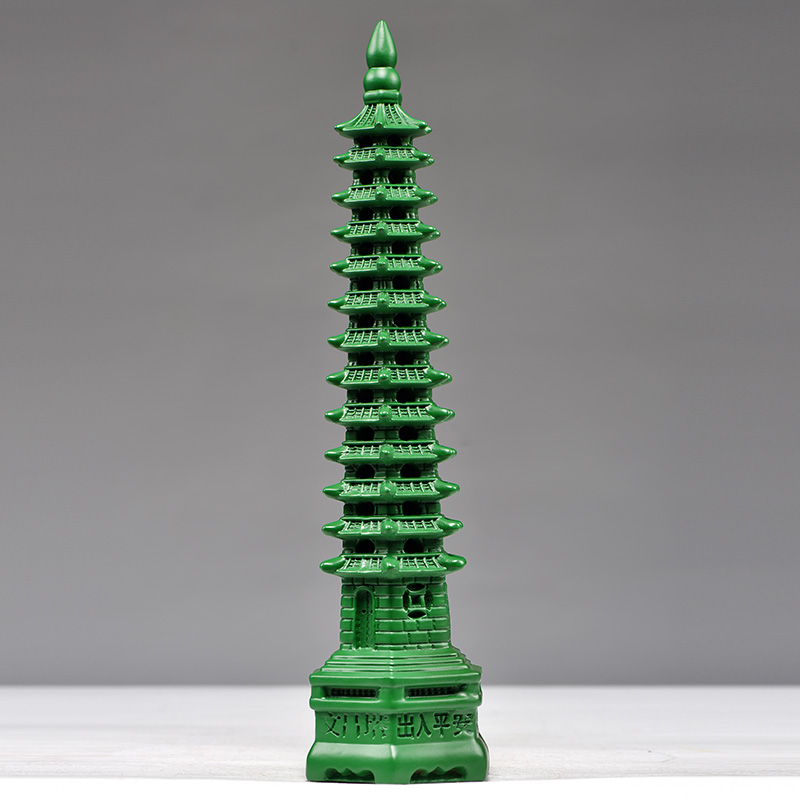 绿色木质文昌塔13层文昌塔十三层实木雕刻家居办公摆设送礼工艺品