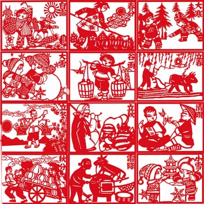 立冬剪纸二十四节气刻纸图样电子版24节气底稿半成品中国传统文化