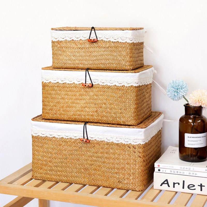 海草编收纳箱收纳盒藤编礼盒手工竹制品日式衣物收纳筐零食整理箱,收纳整理,其他收纳篮,淘宝优惠券,粉丝福利购,淘宝优惠卷