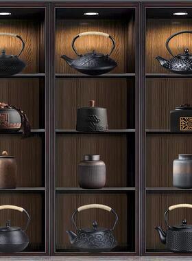 新中式博古架多宝阁覆古禅意茶室茶具茶壶茶叶罐装饰艺术摆件套装