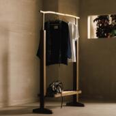 以山 枝繁衣架 实木落地衣帽架卧室客厅玄关黑胡桃挂衣架子樱桃木