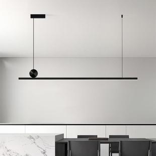 意大利极简主义餐厅吊灯现代简约高端全铜创意黑色条形斯堪 纳维