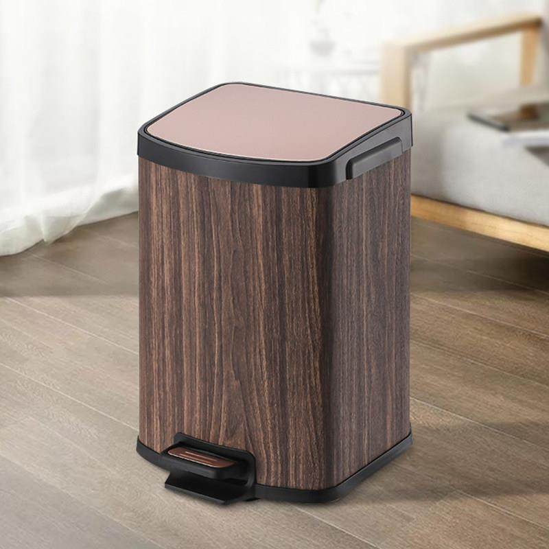 新中式木纹脚踏垃圾桶家用带盖不锈钢脚踩静音缓降卧室客厅卫生间,家庭/个人清洁工具,垃圾桶,淘宝优惠券,粉丝福利购,淘宝优惠卷