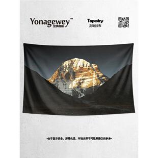 西藏阿里神山冈仁波齐山峰须弥山周边写真背景墙布海报挂布挂毯画
