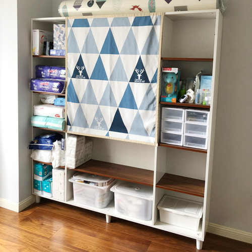 书柜防尘帘布艺柜子遮挡帘磁性挂帘磁性柜子帘柜门帘免打孔自粘