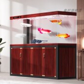 古风式 超白玻璃智能金龙鱼缸客厅家用屏风隔断中式 底滤大型水族箱