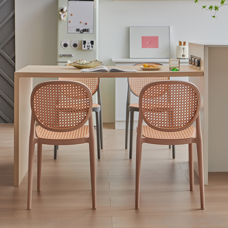 餐椅仿藤编家用阳台书桌椅可叠放带扶手靠背侘寂中古网红凳子,住宅家具,餐椅,淘宝优惠券,粉丝福利购,淘宝优惠卷
