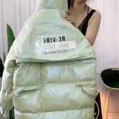 棉衣时尚 字母洋气连帽棉衣 拉链宽松大码 面包服女士m冬季 2021新品