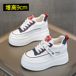 女小个子厚底内增高女鞋 松糕单鞋 2024爆款 秋季 新款 9cm增高小白鞋