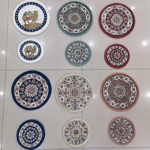 新疆地毯小正圆形丝毯垫s子茶杯垫盘垫茶壶隔热垫餐盘垫装饰小丝