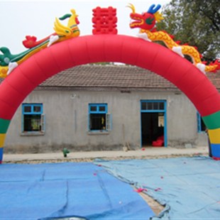 气模-8米Mm龙凤拱门 喜事拱门 冲气拱门 全红色拱门 庆典拱桥彩节