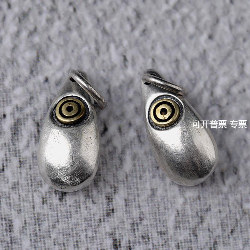 S925银 鹿角珠 仿鹿牙卡子水滴咒点小侧挂 水滴牌文玩配件