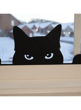 创意动物猫咪偷看凝视设计花插庭院栅栏装饰铁艺黑猫剪影窗户装饰