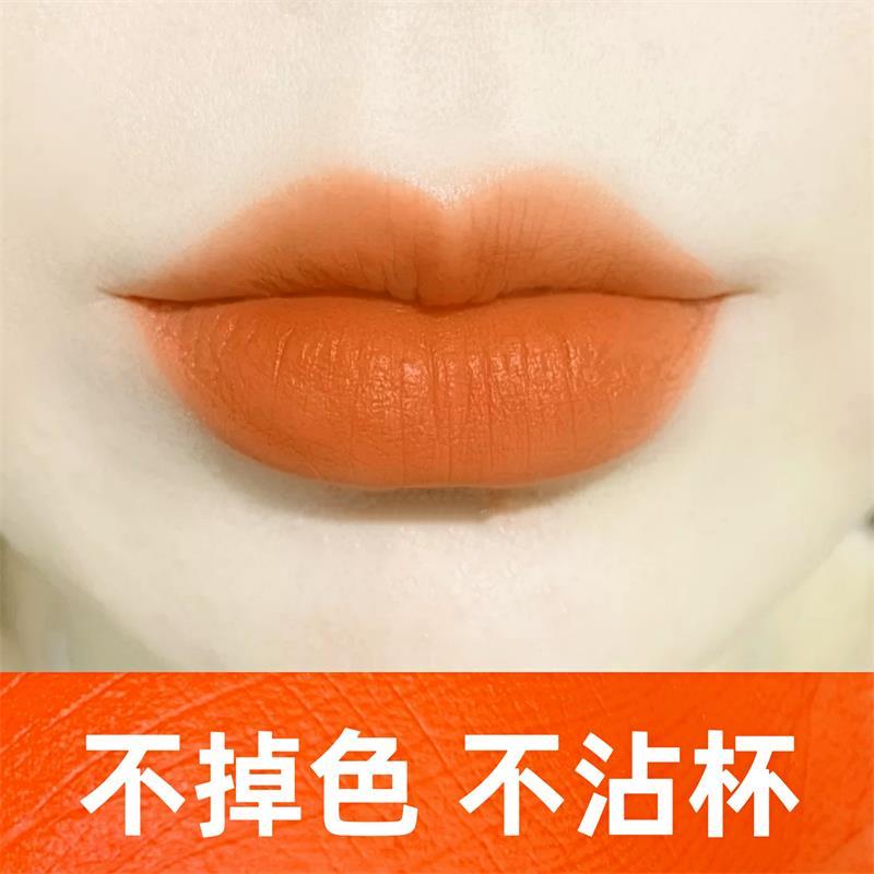 新款胡萝卜色口红不沾杯不掉色持久防水面雾丝绒哑光显白大牌正品