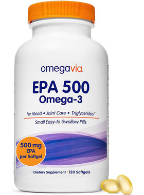 美国直邮 OmegaVia EPA 浓缩Omega-3鱼油软胶囊500mg 120粒