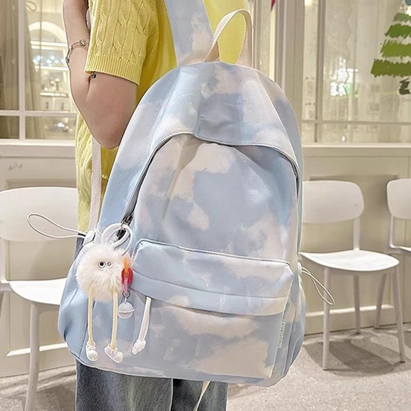 书包女大学生2025新款小众高颜值扎染双肩包大容量轻便旅行背包