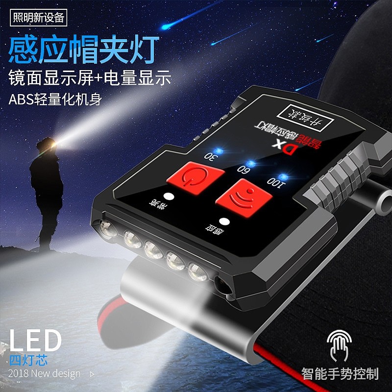 感应强光超亮夹帽灯手便携电筒2025新款迷你小型夜钓钓鱼超亮厂家