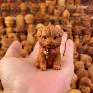 崖柏木雕无漆无蜡小狗手把件木雕生肖可爱动物田园犬旺财文玩摆件