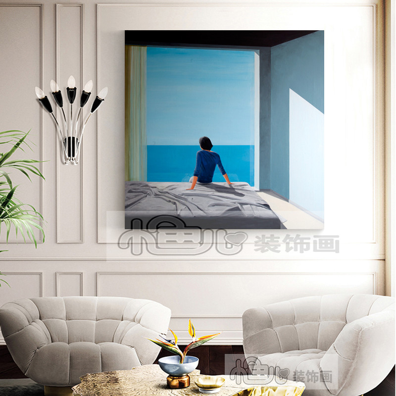 【新品】Darek Grabus海与孤独人像小众冷淡风装饰画无框画民宿