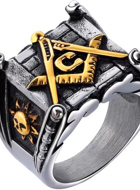 欧美嘻哈骷髅头光明会全视之眼戒指项链共济会徽章鬼怪同款魔鬼戒