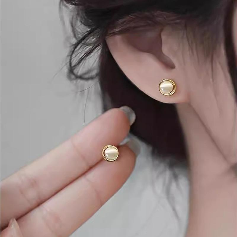 新品925纯银猫眼石耳钉新款2025爆款小众高级轻奢耳环女轻奢耳饰