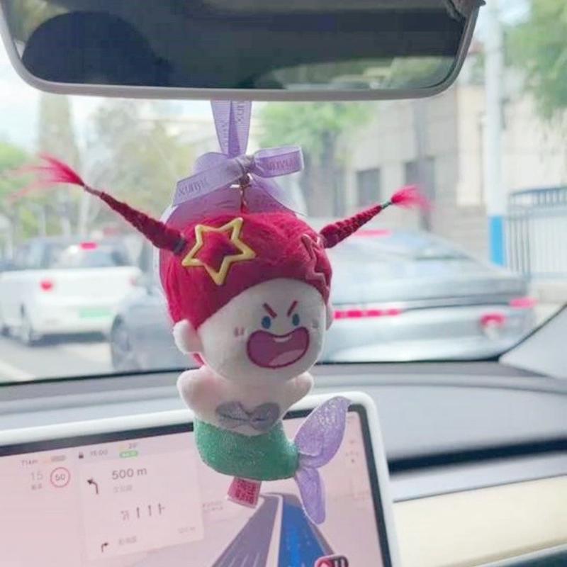 美炸了人鱼挂件车挂女生高级感棉花娃娃后视镜装饰品车内玩偶公仔