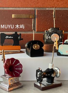 治愈情绪好物复古清吧咖啡店角布置桌面立牌小夹子DIY微缩小摆件