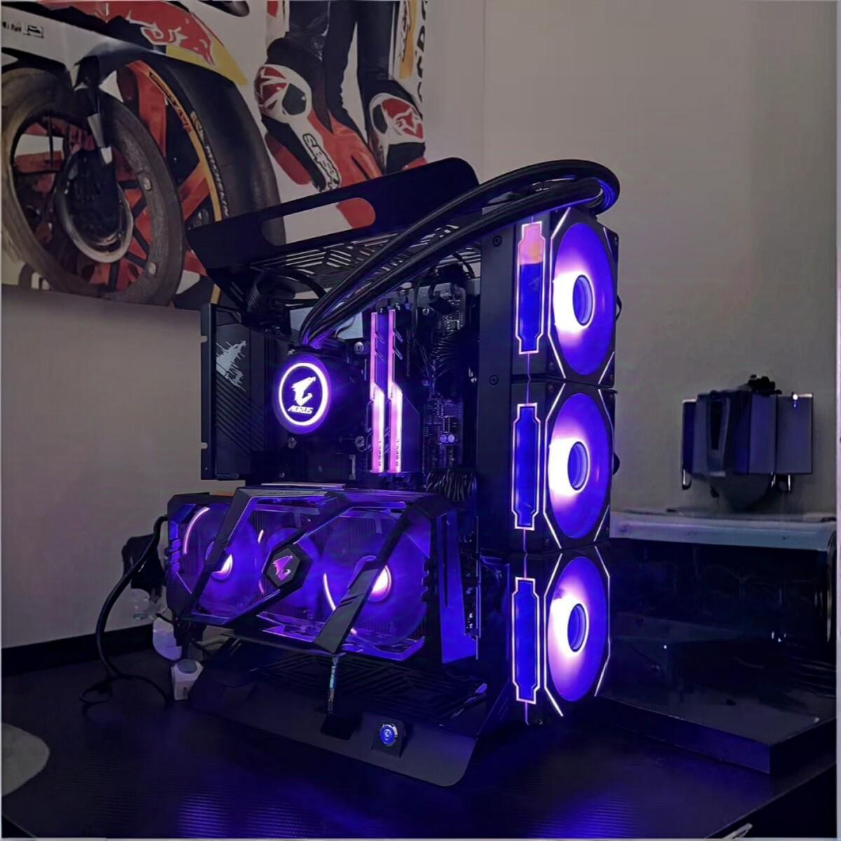 开放式机箱atx/matx电脑机箱机架台式机itx创意显卡竖插diy小机箱