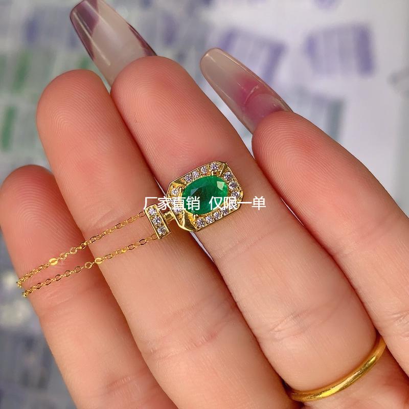 哥伦比亚祖母绿吊坠，高净度，满火彩，主石尺寸:5X7mm，