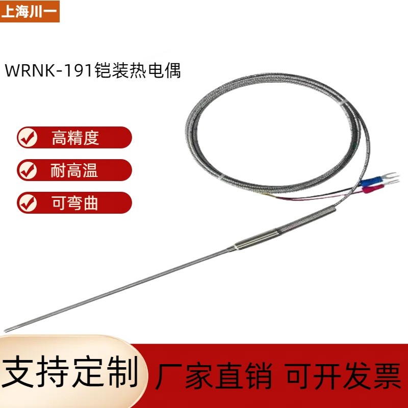 K型铠装热电偶WRNK-191电热偶针可弯曲Pt100/E/J/T温度传感器探头