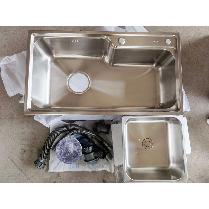 SUS304不锈钢大单槽尺寸78*43一体拉伸水槽洗碗池洗菜盆原色水池