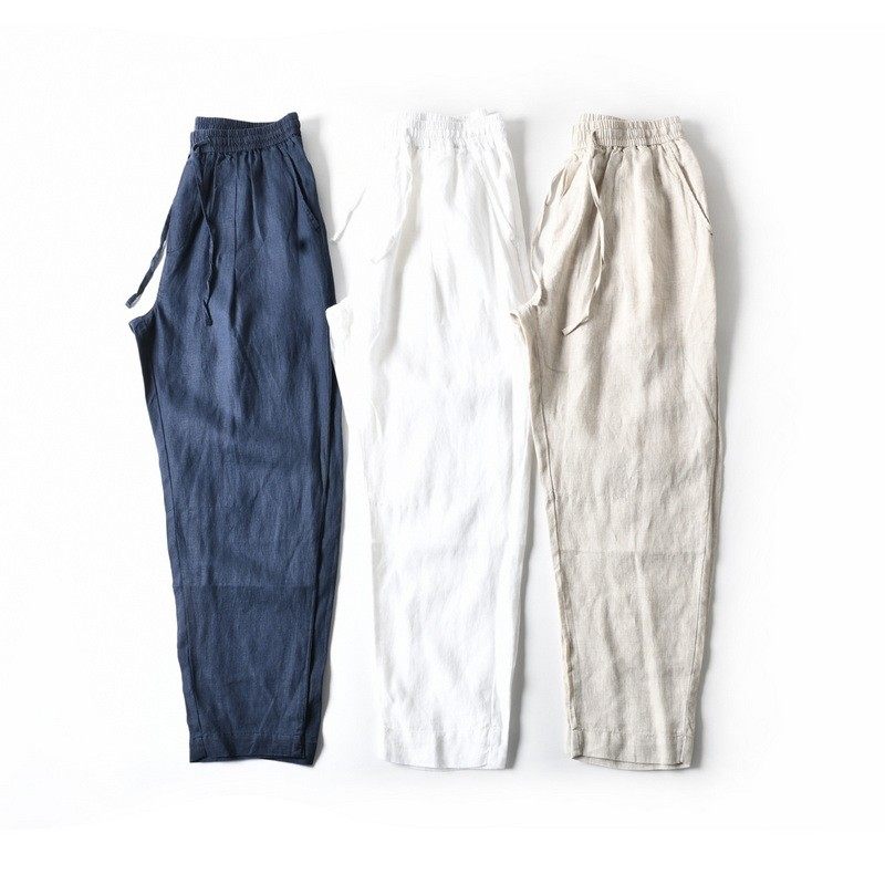 新款美式100亚麻轻薄透气潮流纯色阔腿直筒锥形休闲长裤男士春夏,男装,休闲裤,淘宝优惠券,粉丝福利购,淘宝优惠卷