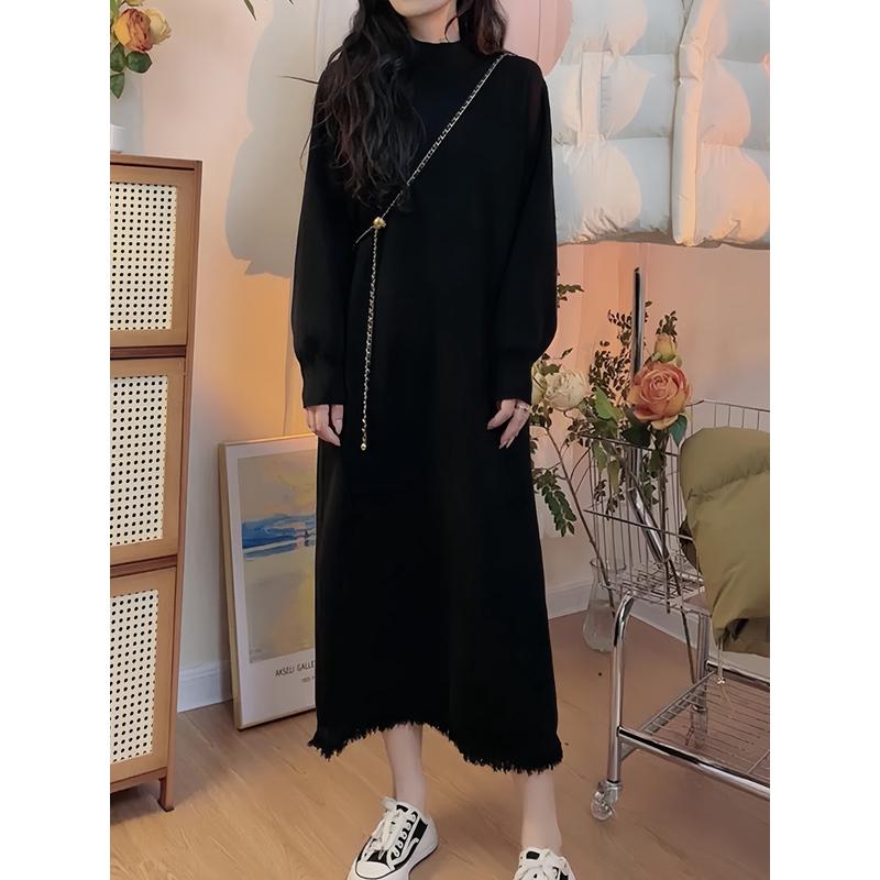 半高领毛衣裙2025新款配大衣过膝内搭打底子女秋冬