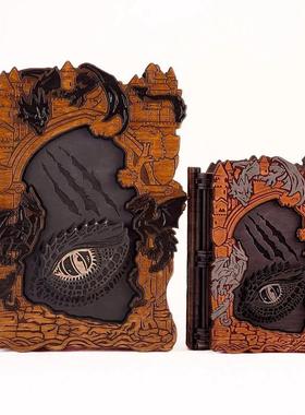 爆款新品龙之谷魔法书收纳储物盒木质工艺品3D立体龙场景布置道具