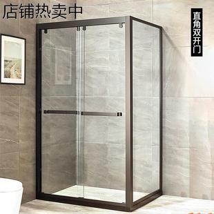 淋浴房隔断推拉门L型直角推拉定制用洗澡房间浴室玻璃屏风对角