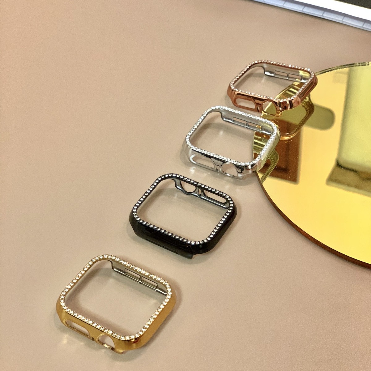 适用苹果手表保护壳iwatch1/2/3/4/5/6/7单圈镶钻iwatch保护壳