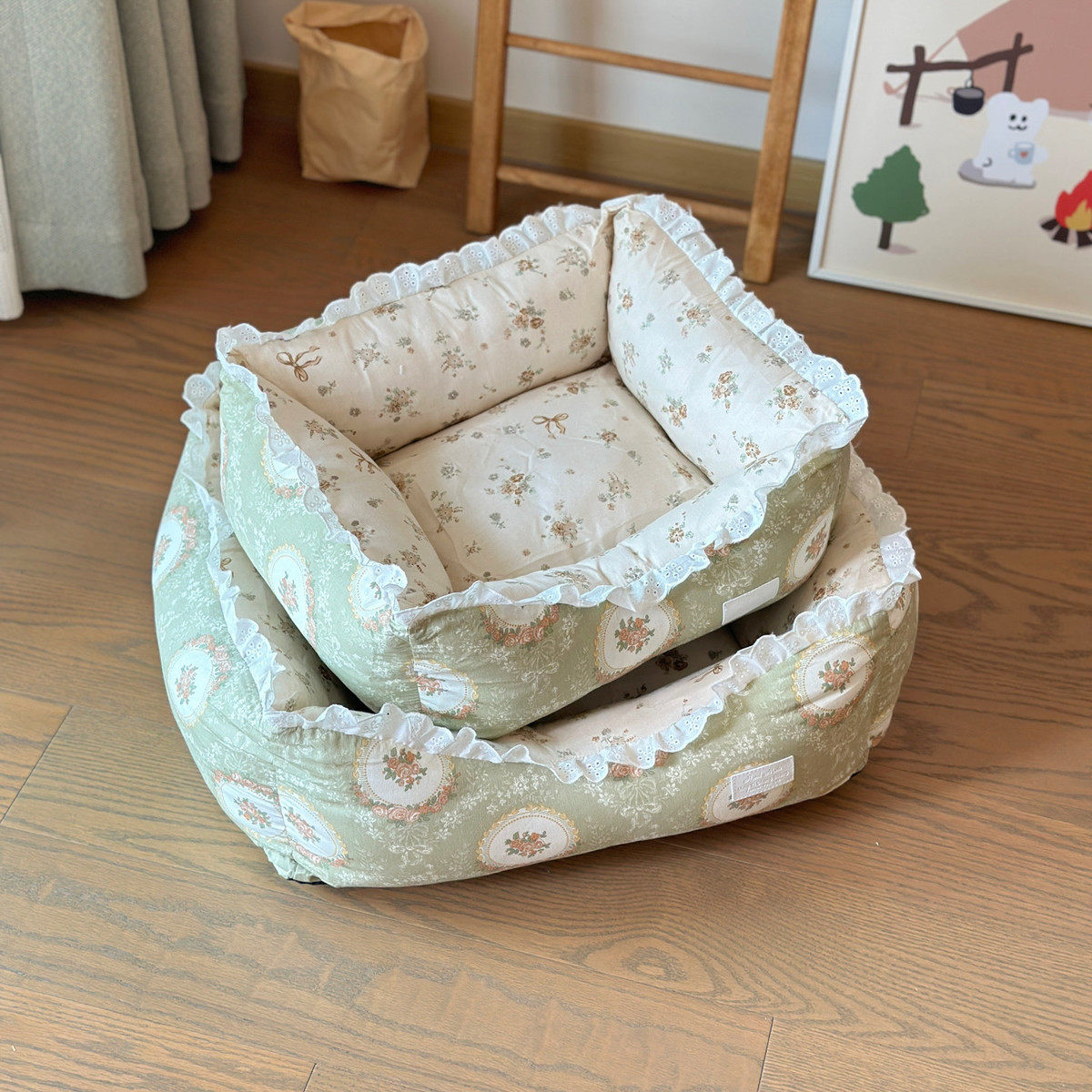 纯棉全可拆洗四季狗窝花边方形宠物沙发狗垫宠物沙发猫窝软垫,宠物/宠物食品及用品,狗窝/屋/帐篷/沙发,淘宝优惠券,粉丝福利购,淘宝优惠卷